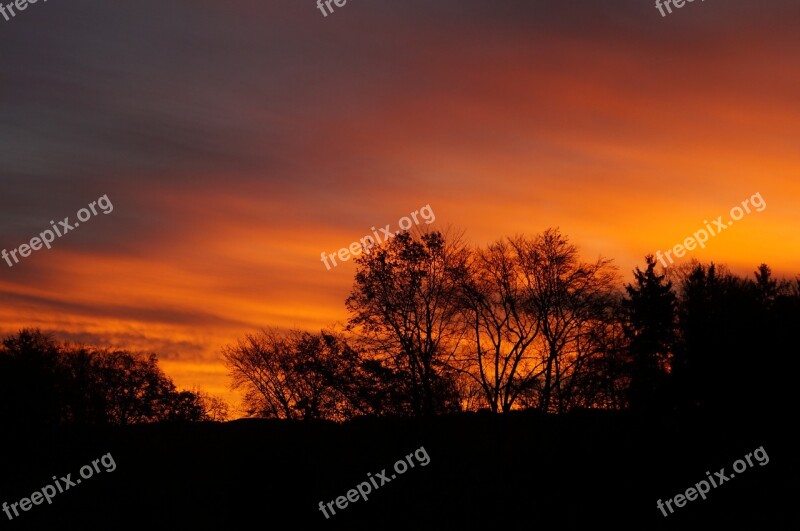 Sunrise Morgenrot Skies Bright Red Light