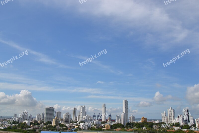 Skyline City Colombia Skyscraper Panorama