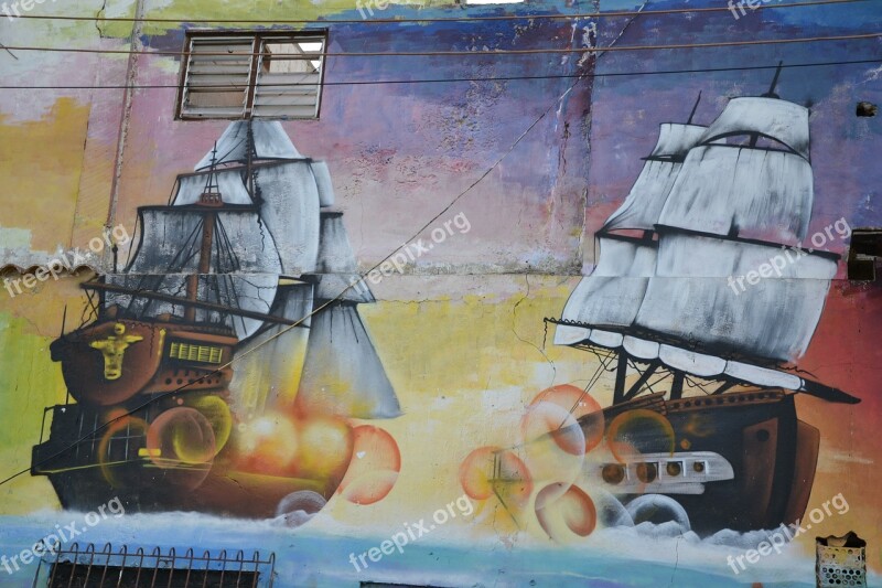 Graffiti Painting Ship Drawing Artwork