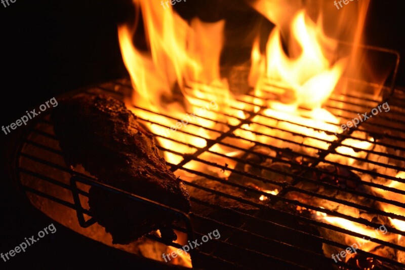 Fire Flames Barbeque Meat Free Photos