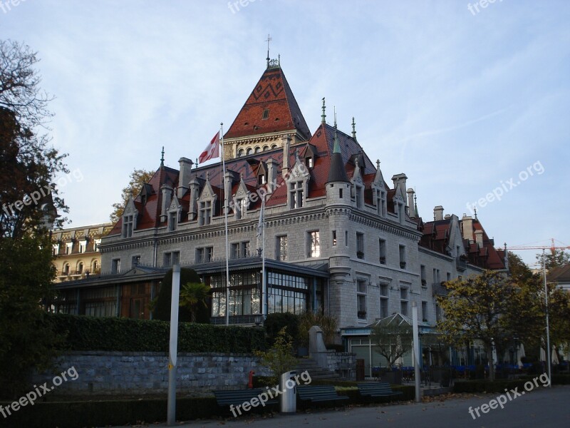 Castle Ouchy Lausanne Switzerland Building