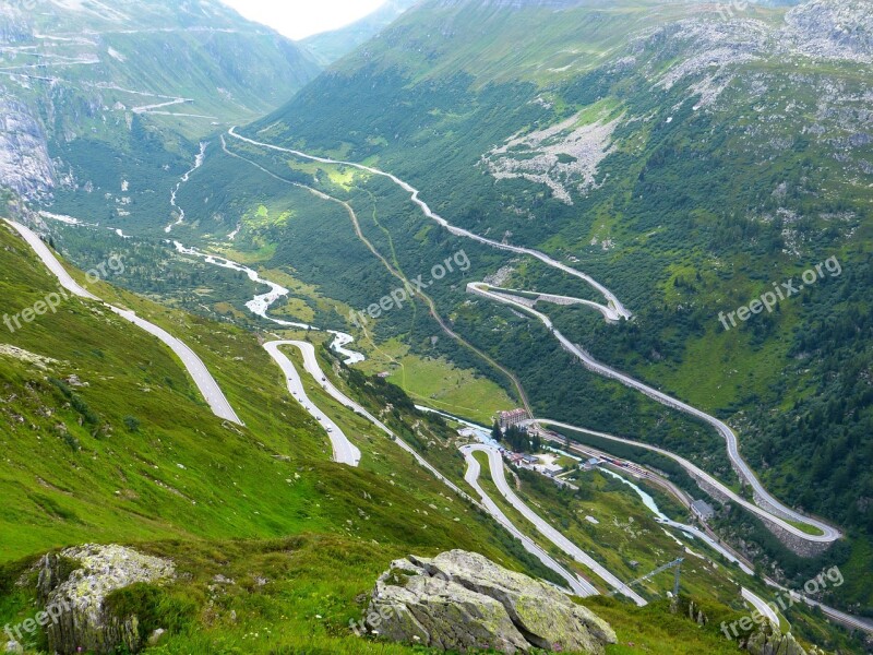 Grimsel Pass Pass Road Drive Mountains Landscape