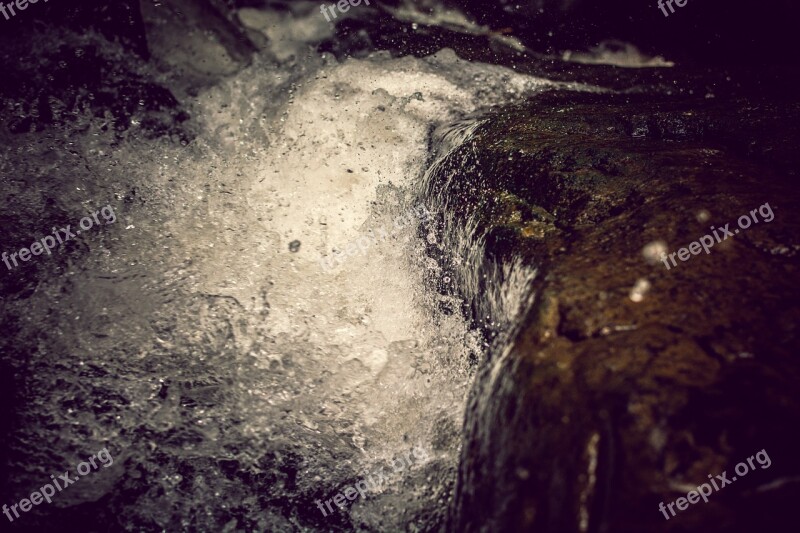 Splash Waterfall Stones Mountains Water