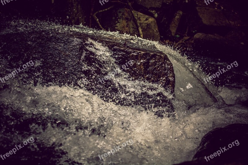 Stones Mountains Water Waterfall Rock