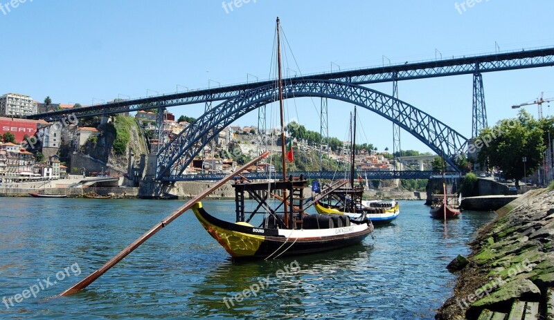 Bridge Boat River Oporto Portugal