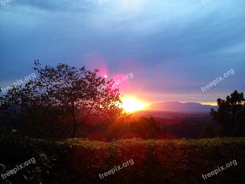 Sunset Highlights Sky Landscape Evening Sun