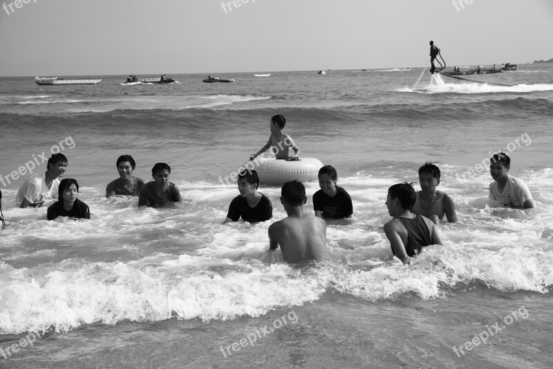 Taiwan Kenting Beach Portrait Black And White