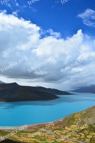 Tibet The Scenery Lake Yamdrok Lake Free Photos