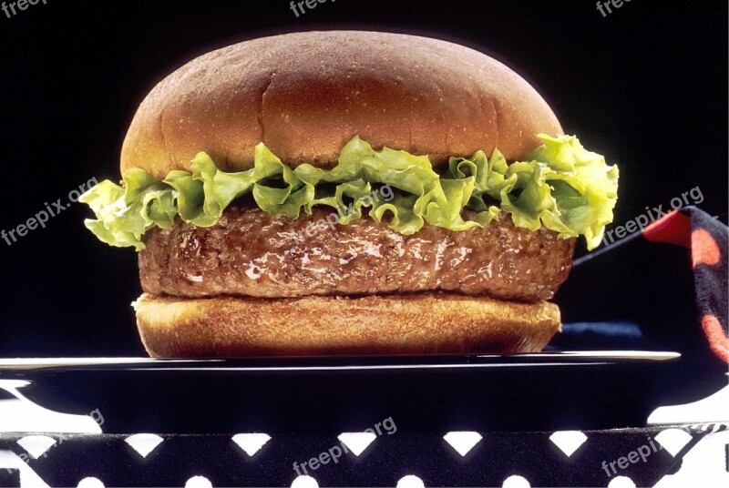 Hamburger Lettuce Bun Meal Beef