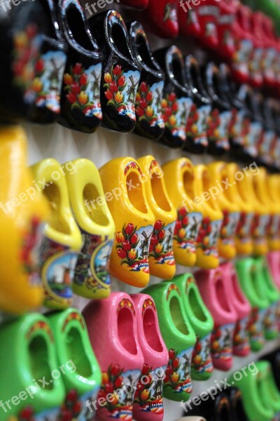 Wooden Shoes Holland Colorful Amsterdam Wood