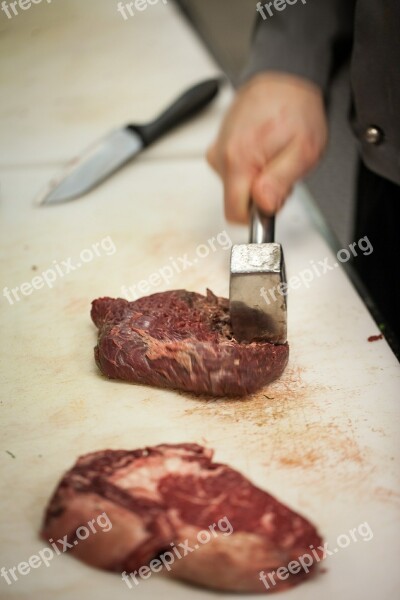 Steak Tap Meat Beat Meat Cook