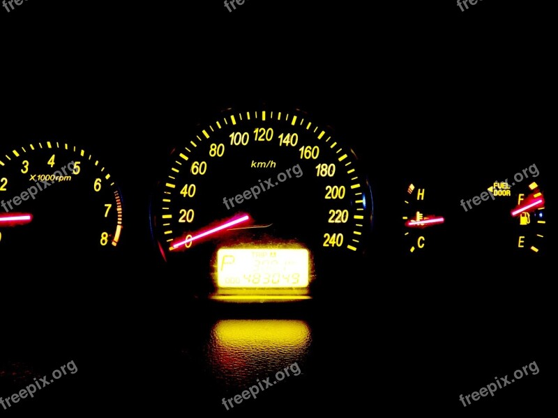 Car The Instrument Panel Speedometer Lighting Free Photos