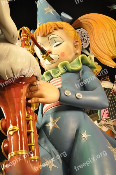 Saxophone Fallas Sculpture Woman Girl