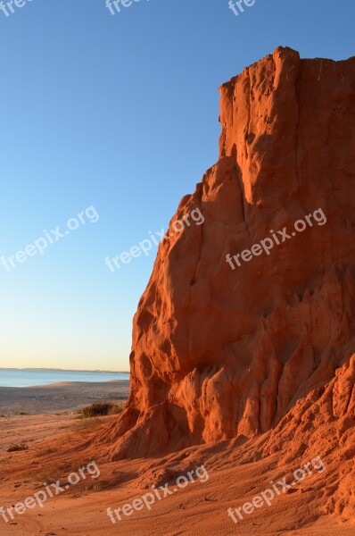 Terracotta Cliff Landscape Beach Sand