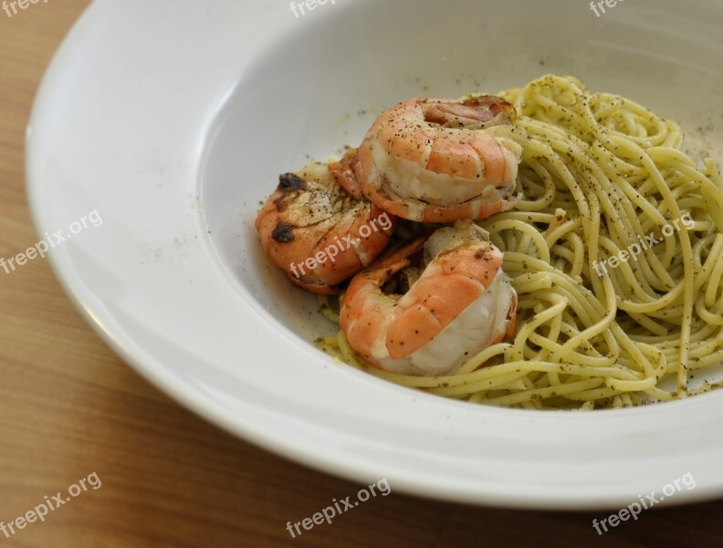 Spaghetti Shrimp Italian Food Dinner