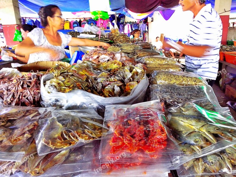 Dried Fish Market People Seafood Dry