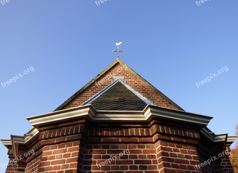 Little Church Small Chapel Pointed Roof Back Church Brick Wall