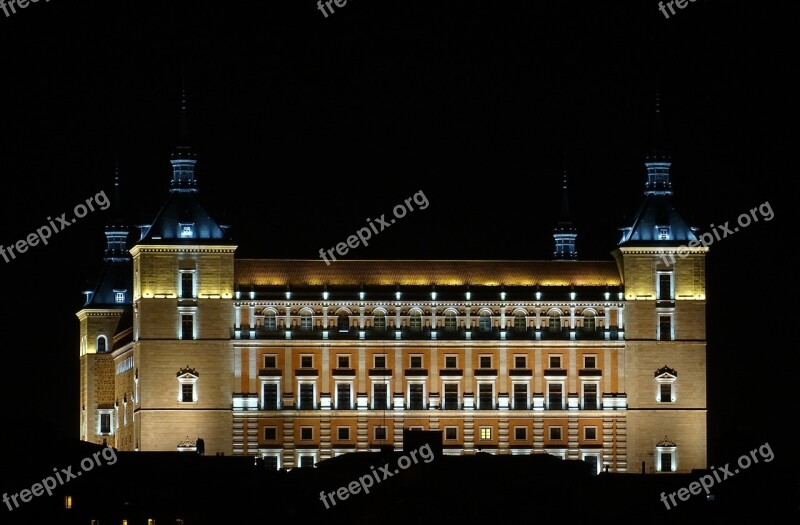 Alcazar Toledo Night Buildings Free Photos