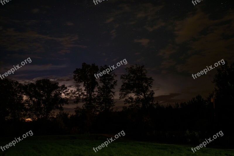 Stars Night Dark Nightsky Trees