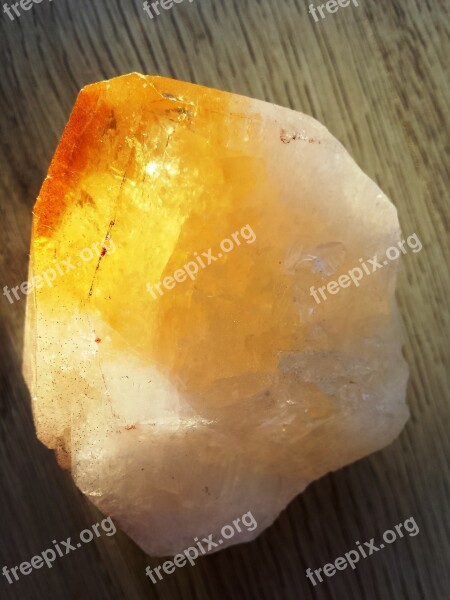 Quartz Crystal Orange Yellow Stone