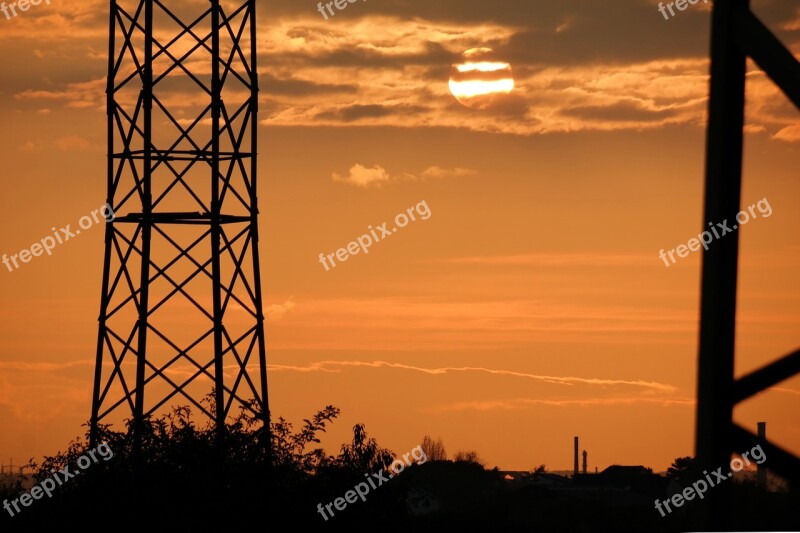 Sunset Current Strommast Steel High Voltage