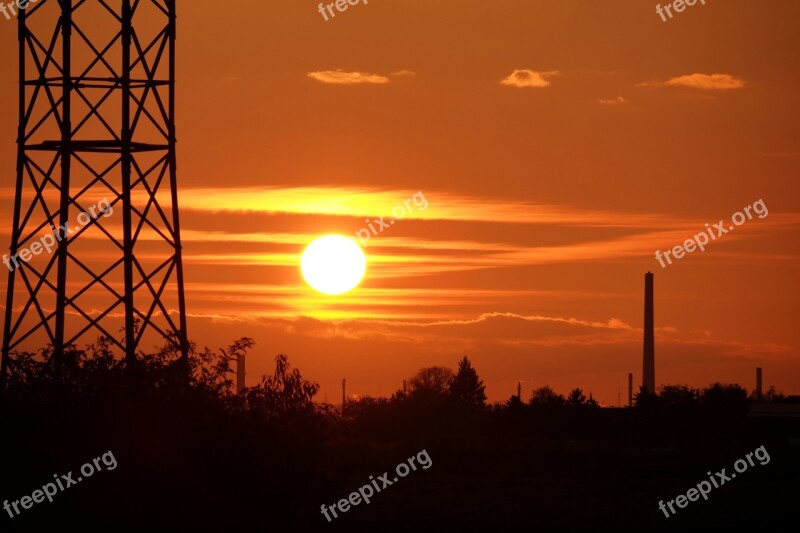 Sunset Current Strommast Steel High Voltage