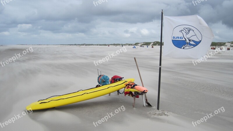 Amrum Beach Rescue Board Sea Clouds