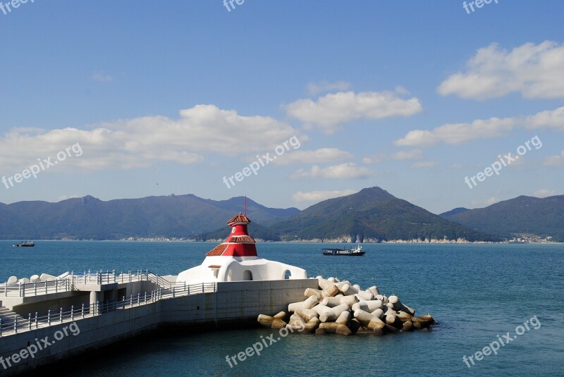 Sea Sky Blue Sky Breakwater Blue