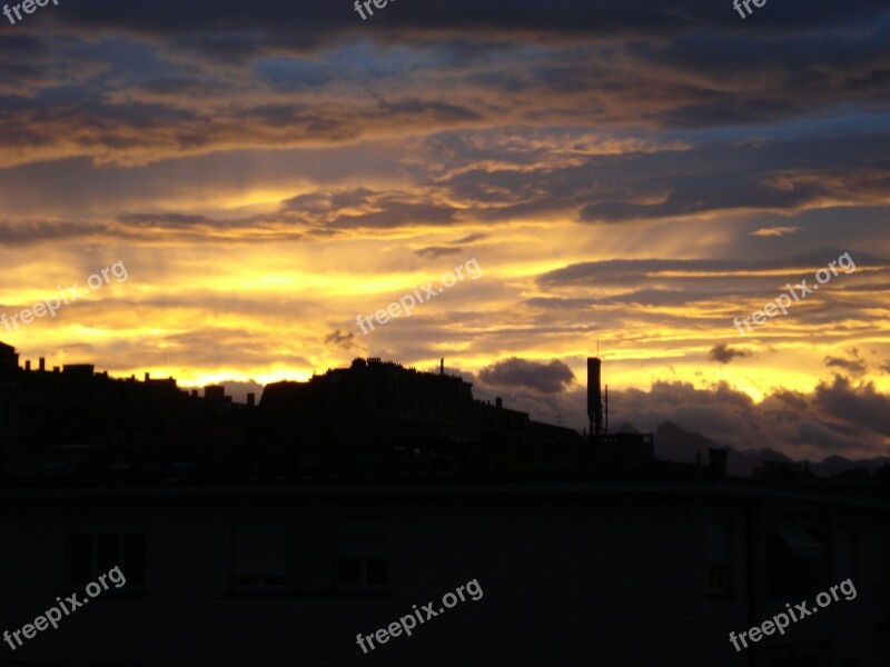 Sky Dawn Sunrise Clouds Colorful