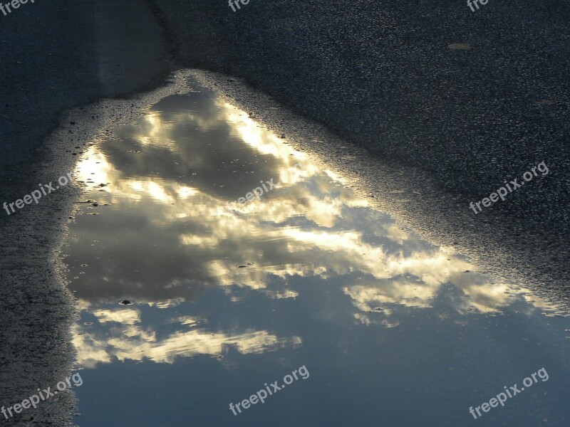 Puddle Water Pool Reflection Cloud