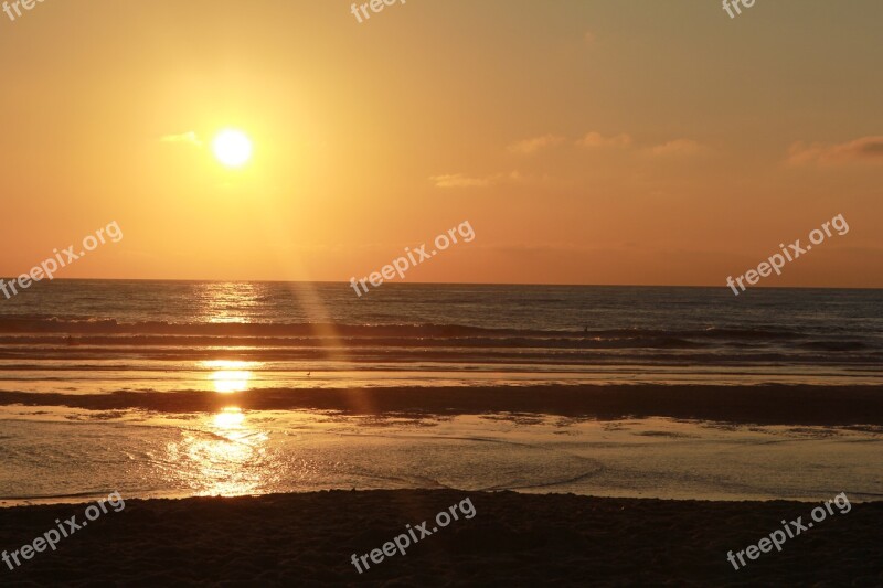 Sea Sun Beach Sunset Evening Sky