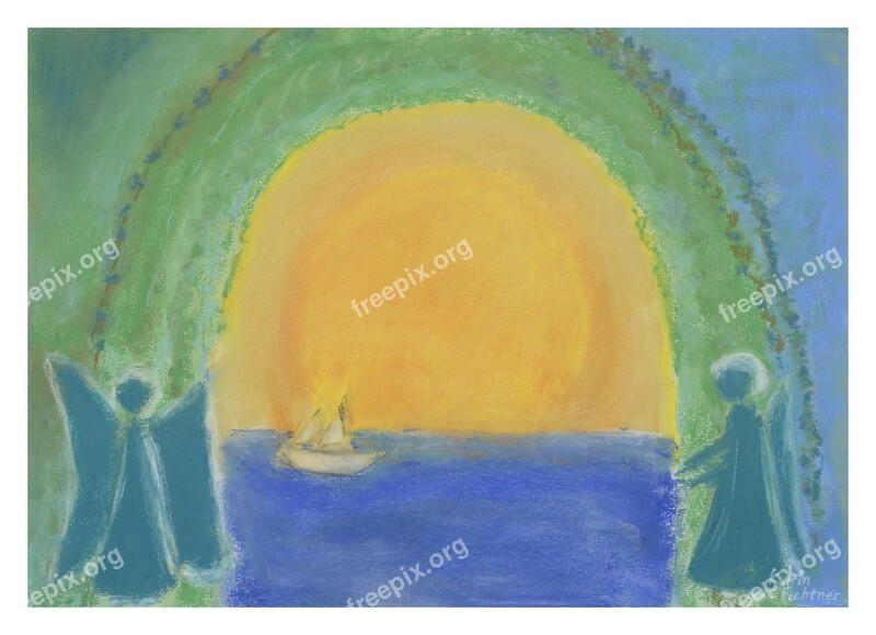 Image Painting Sun Summer Angel