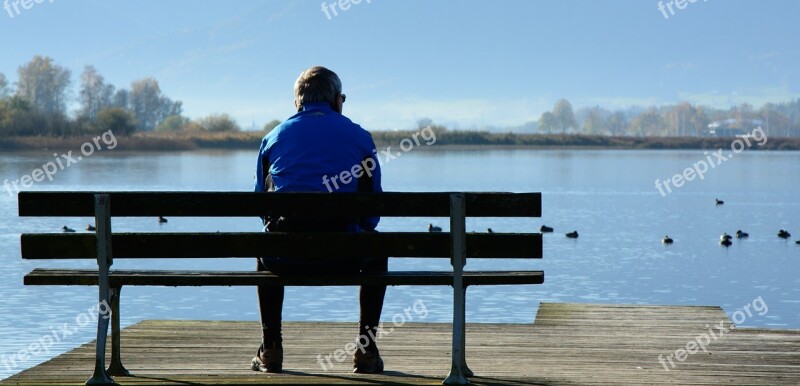 Person Web Bench Bank Lake