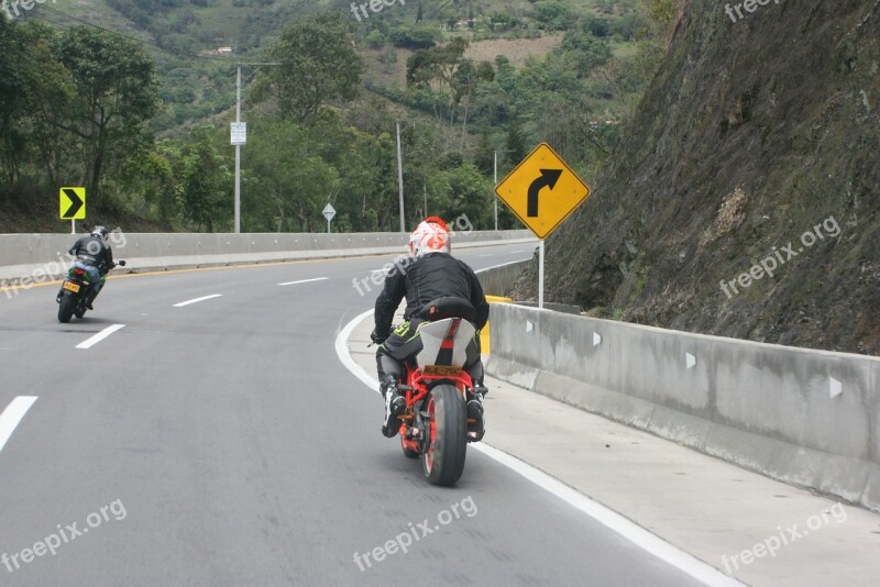 Curve Motorcycle Signal Free Photos