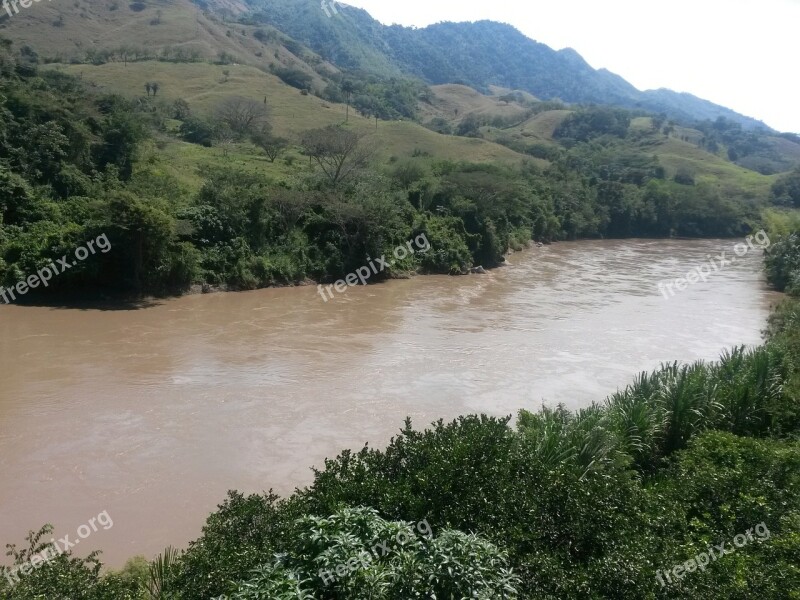 Cauca River River Trees Landscape Water