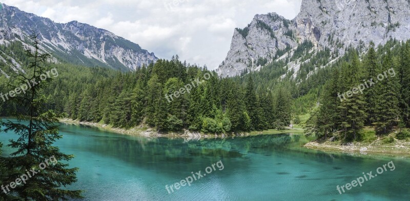 Lake Water Mirroring Green Lake Tragöss