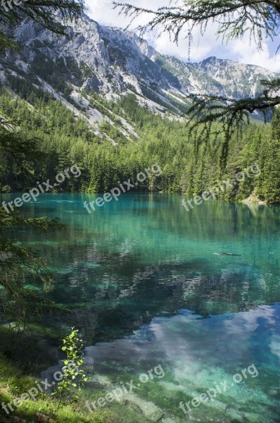 Lake Water Mirroring Green Lake Tragöss