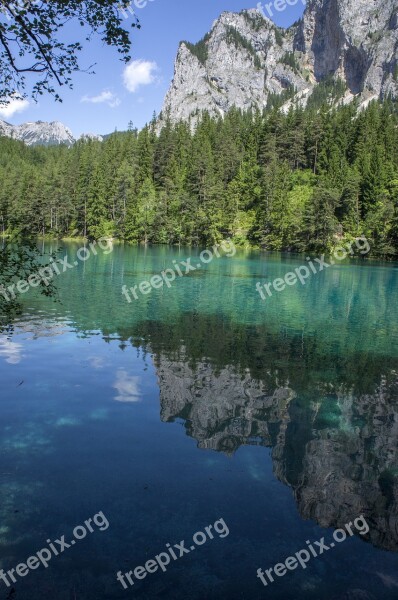 Lake Water Mirroring Green Lake Tragöss