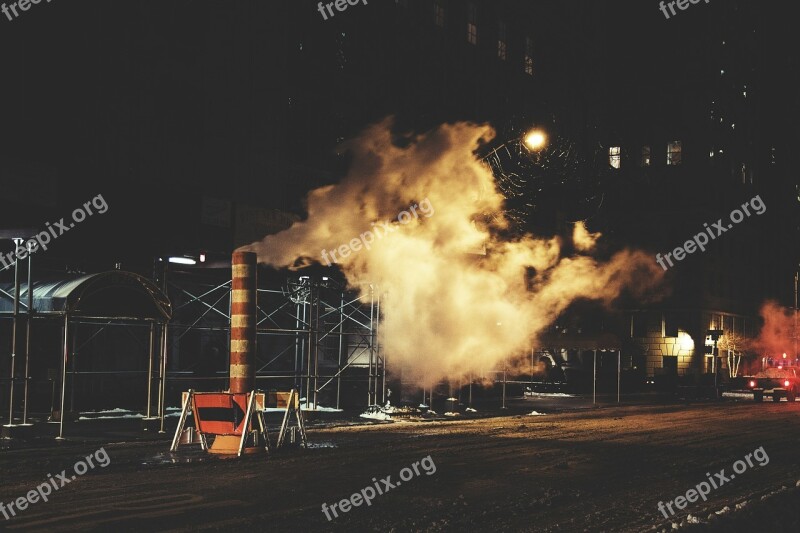 Street New York Gotham Smoke Night