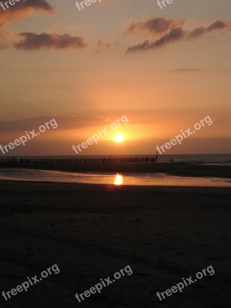 Wangerooge Sun Sunset Beautiful Beach