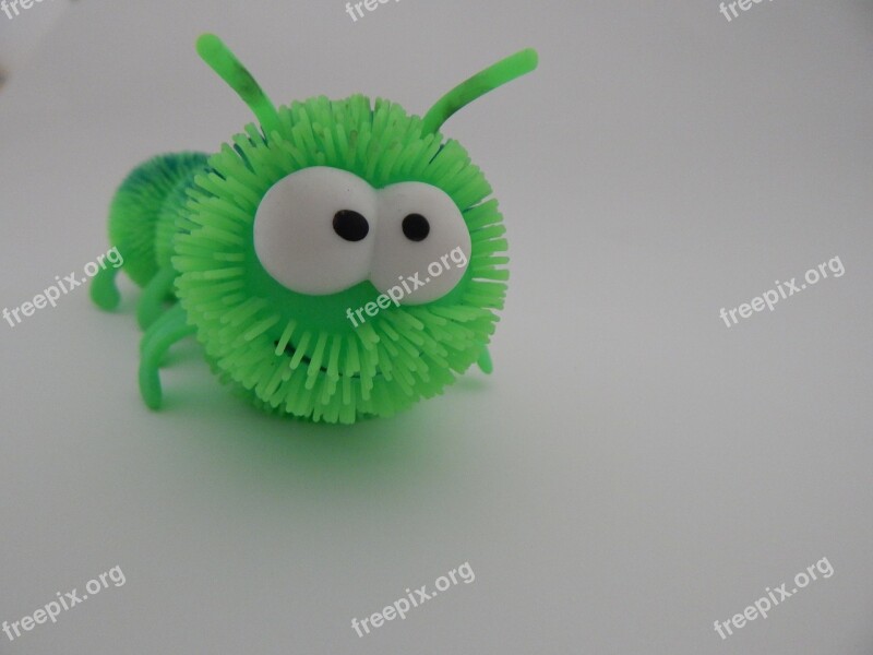 Caterpillar Toy Green Face Eyes