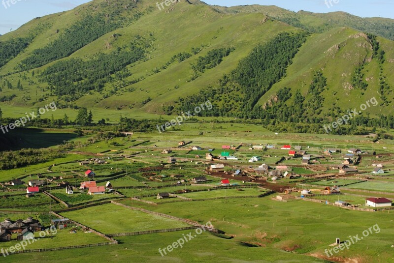 Mongolia Green Grass Landscape Asia