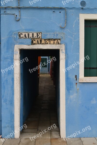 Italy Venice Burano Burano Island Blue House