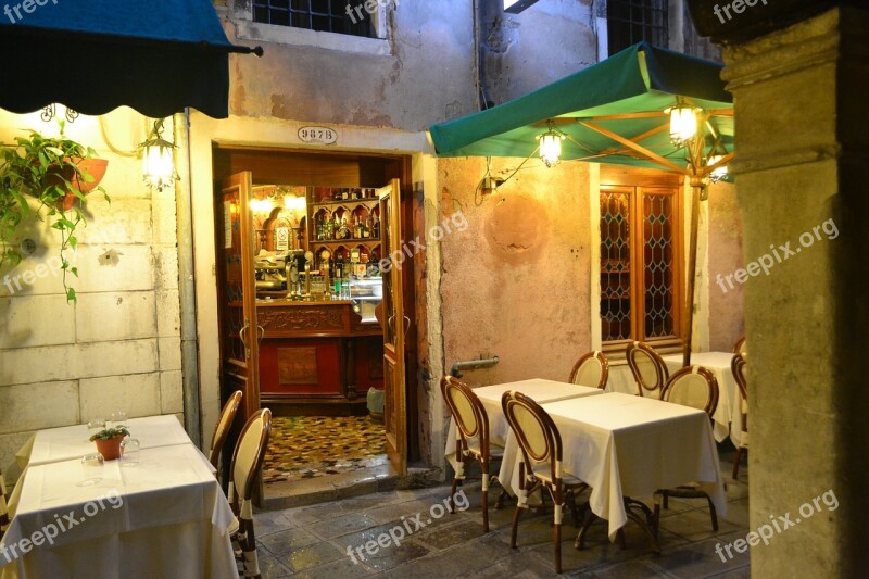 Venice Italy Night Restaurant Tables