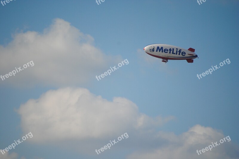 Blimp Clouds Sky Blue White