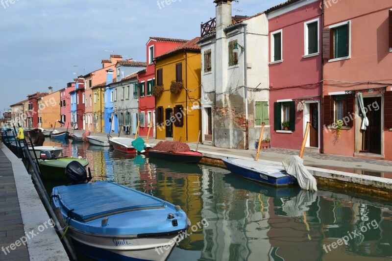 Venice Italy Boats Channel Colorful House