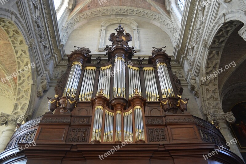 Organ Musical Instrument Church Abbey Of Grimbergen Free Photos