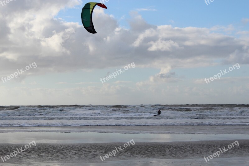 Kite Surf North Sea Beach Kite Water Sports