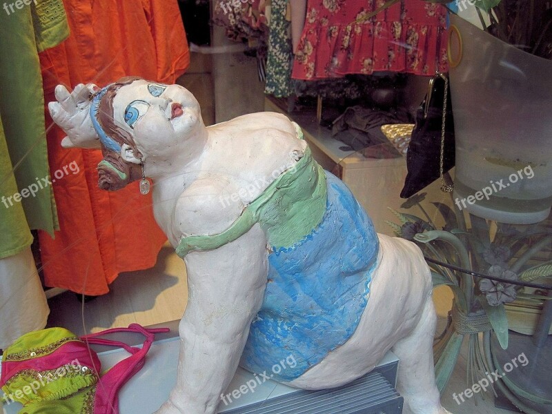 Heavy Lady Clay Sculpture Shop Window Rome Fat