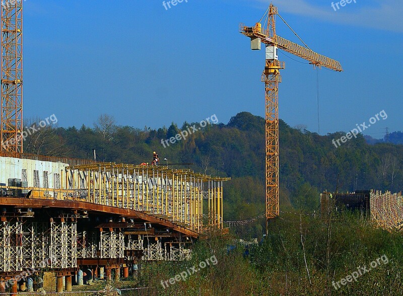 Crane Cranes The Design Of The Building Construction Of A Bridge